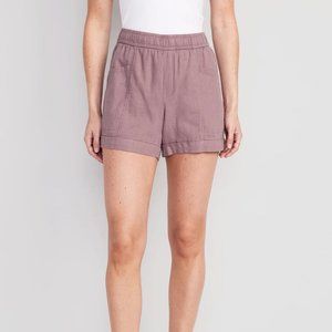 High-Waisted Linen-Blend Utility Shorts 3.5-inch inseam in Lark Mauve Small S